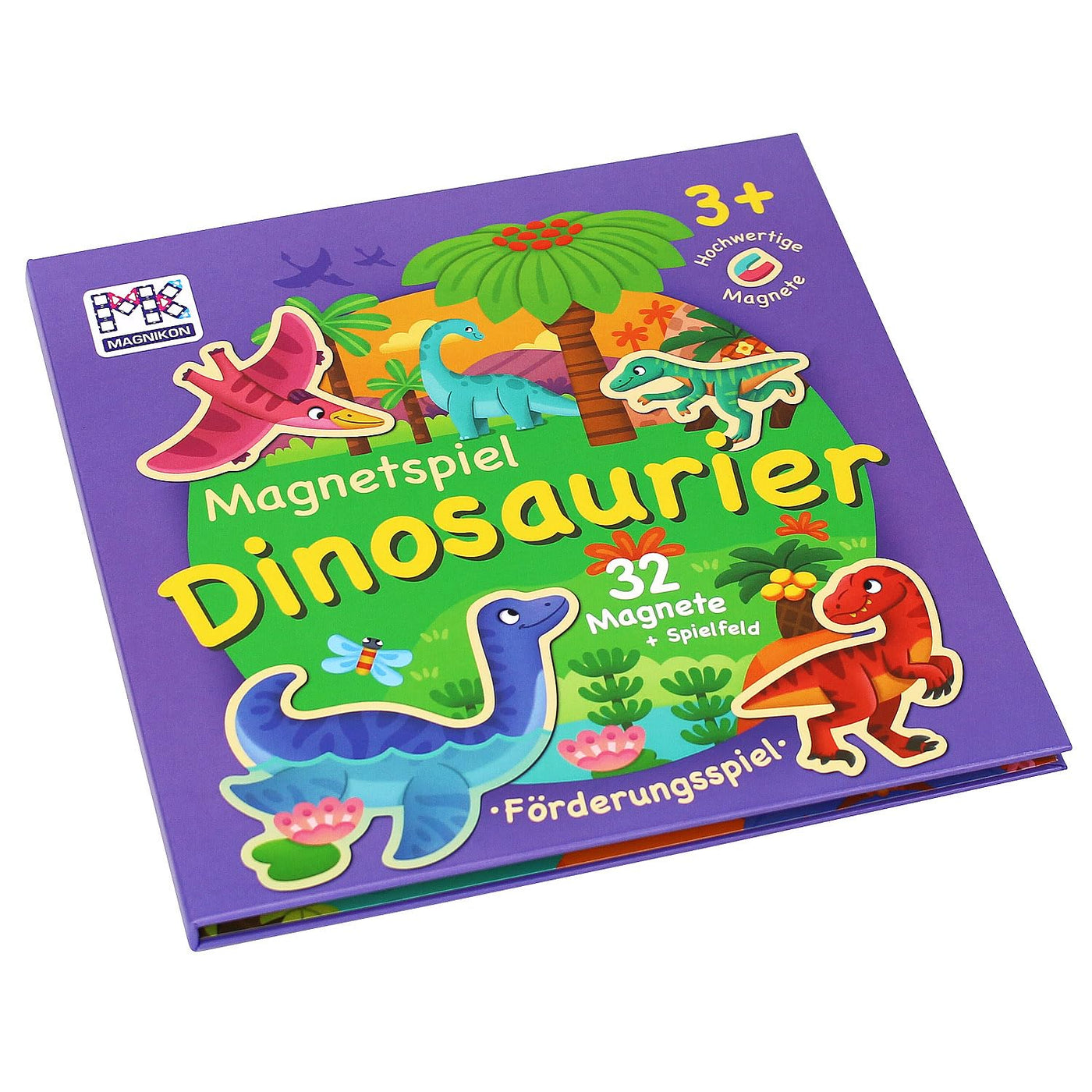 Magnetspiel Dinosaurier 32 Magnete - motorisches Kinderspielzeug mit großem Spielfeld für die Beschäftigung während der Fahrt - Magnetbuch