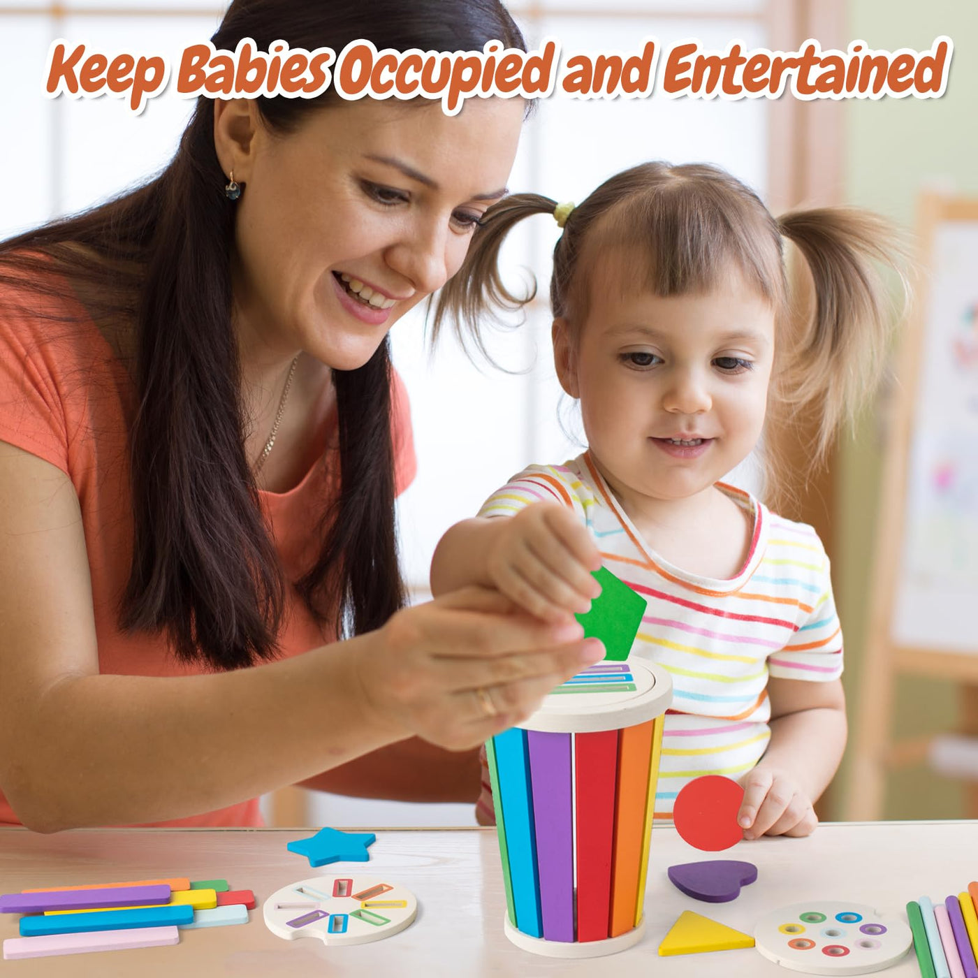 Children's toys for learning colors, sorting games, wooden toys for babies, motor skills toys