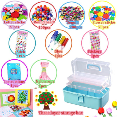 Craft set for children, 3000+Pcs craft set for children craft box craft material set, craft case include pompoms, pipe cleaners for children