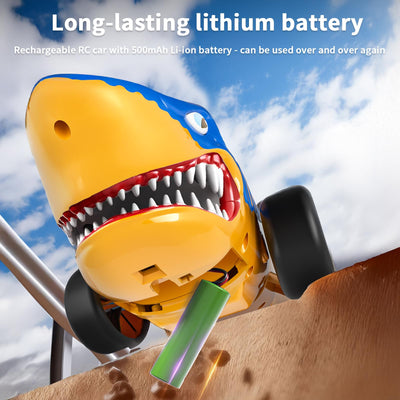 Jouet de Voiture RC Shark pour Enfants, voiture télécommandée 2,4 GHz avec Queue Pivotante et Lumières LED, voiture télécommandée