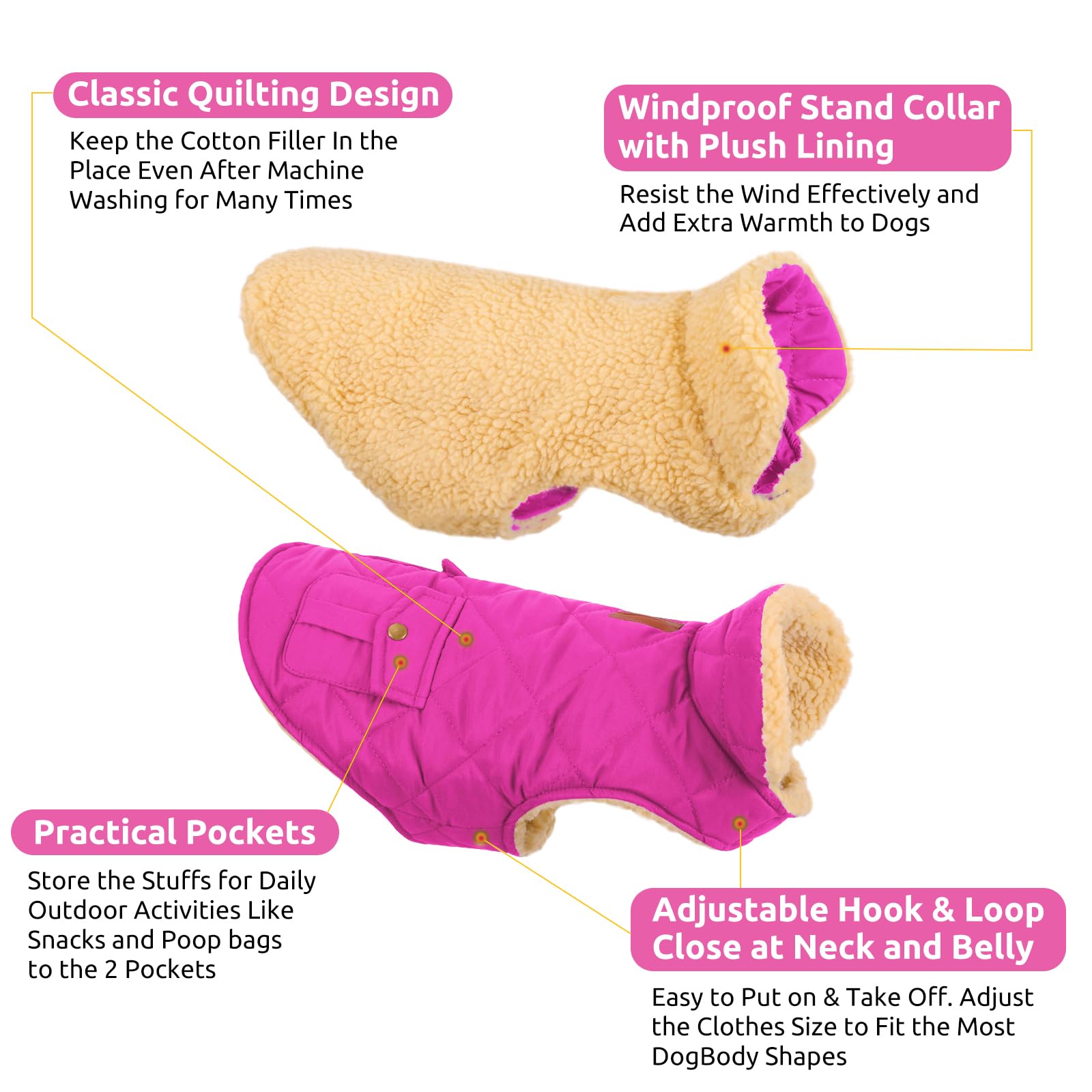 Wintermantel Hundemantel, Warme Winterjacken mit Fleece für Hunde