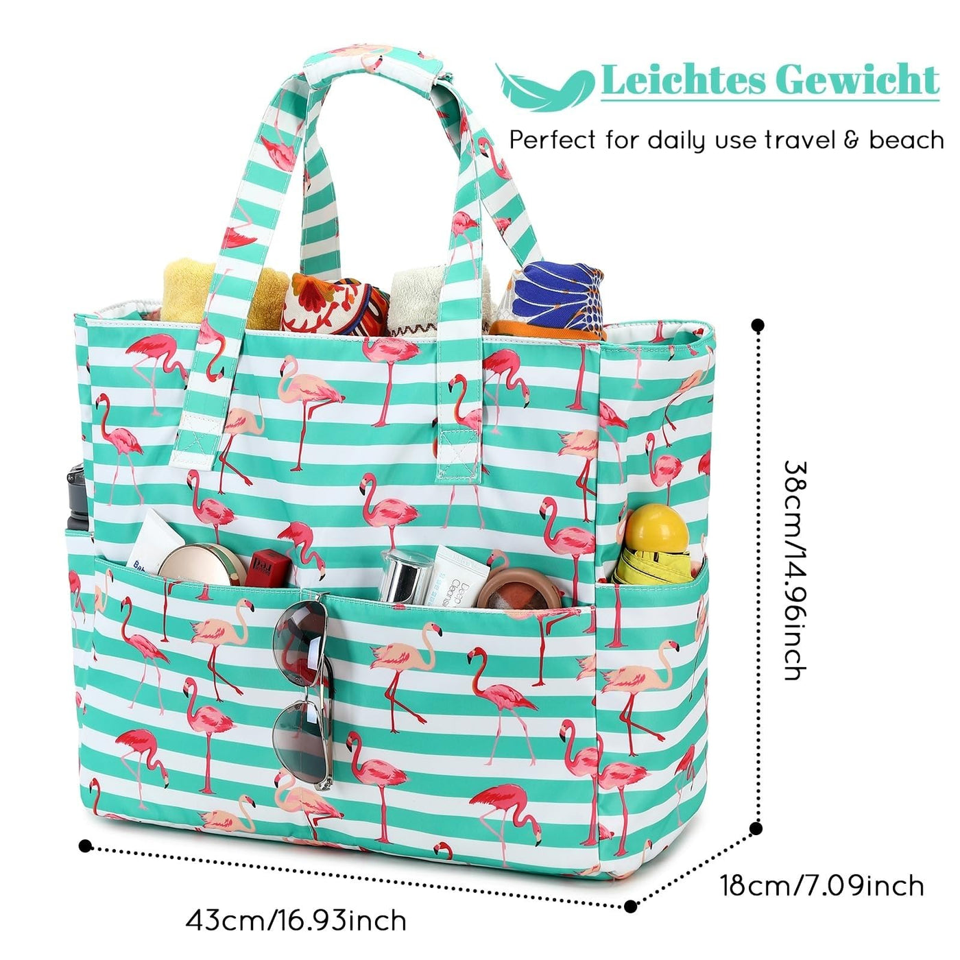 Grand sac de plage avec fermeture éclair