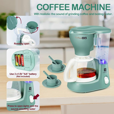 Set de Jeux de Cuisine Pour Enfants, Jouet pour Enfants à partir de 3 Ans, Accessoires de Cuisine de Jeu avec Machine à Café, Mixeur, Mixeur, Jouet de Cuisine, Jeu de Rôle