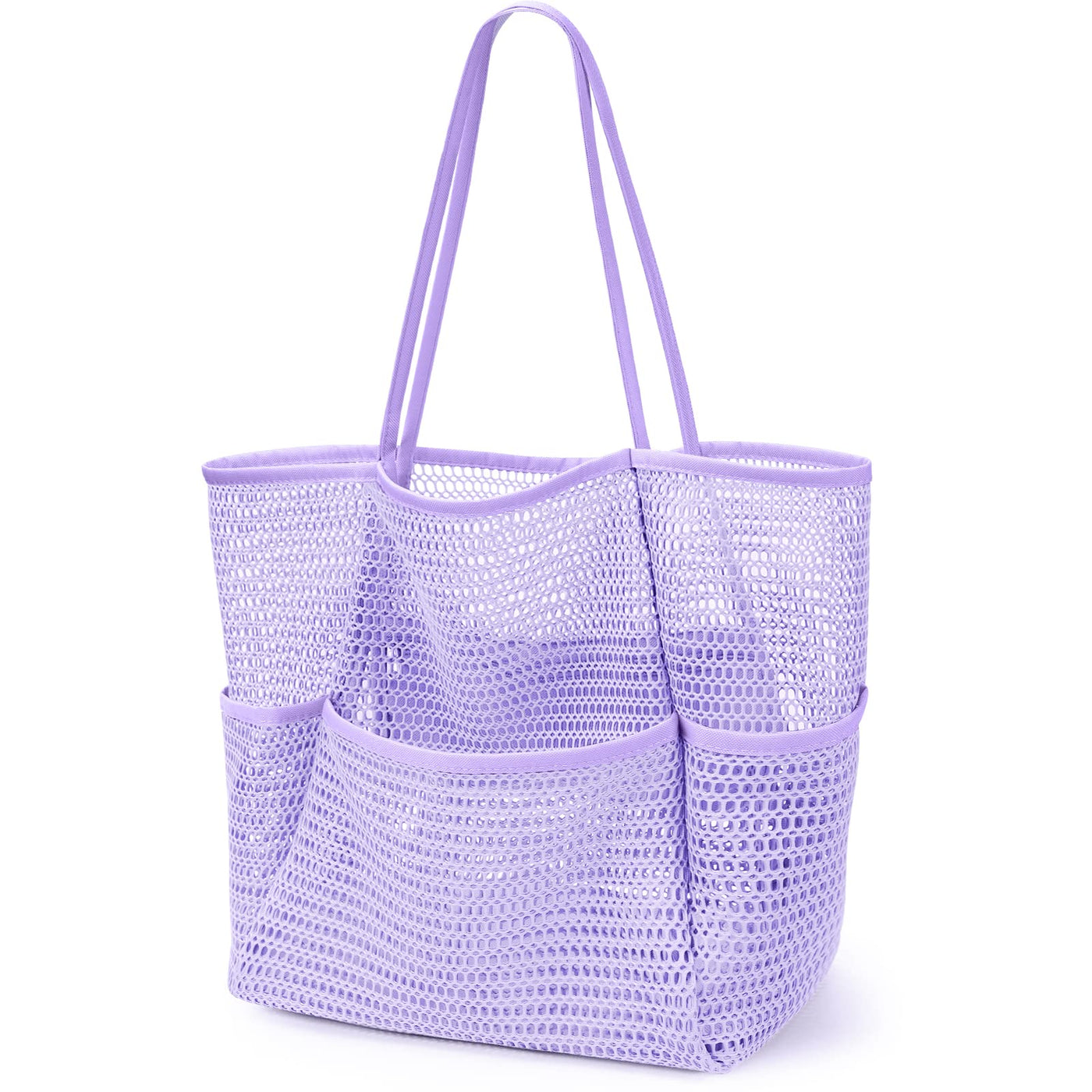 Sac de plage en maille, grand, pliable, sac de natation en maille avec poches, étanche au sable, étanche à l'eau