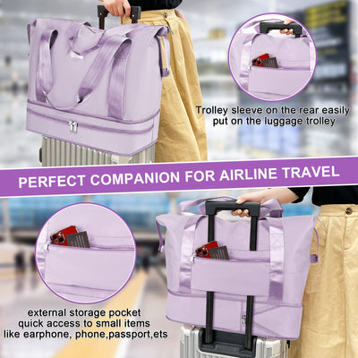 Sports bag Foldable travel bag with shoe compartment and wet compartment, water-repellent