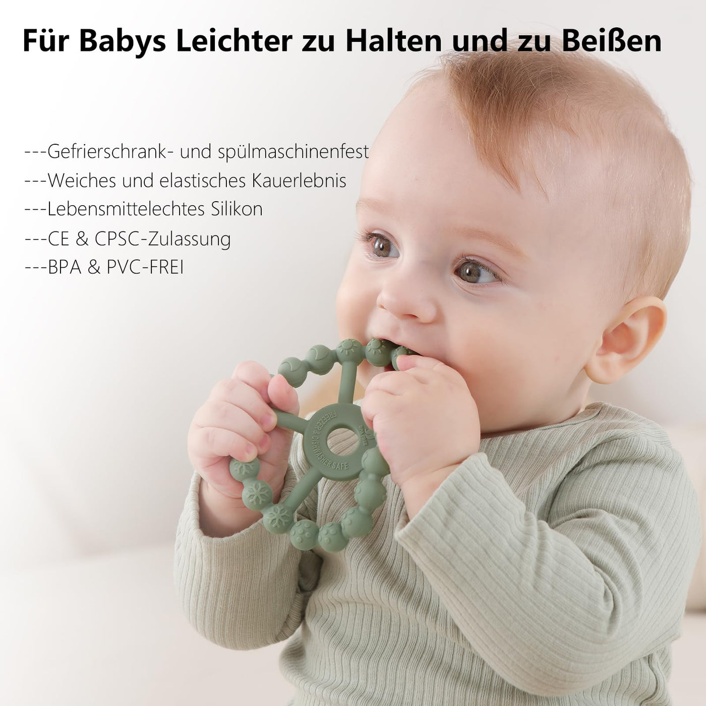 Beißring Baby, 3er-Pack Beißring Baby Spielzeug Kühlung, Silikon Greifring