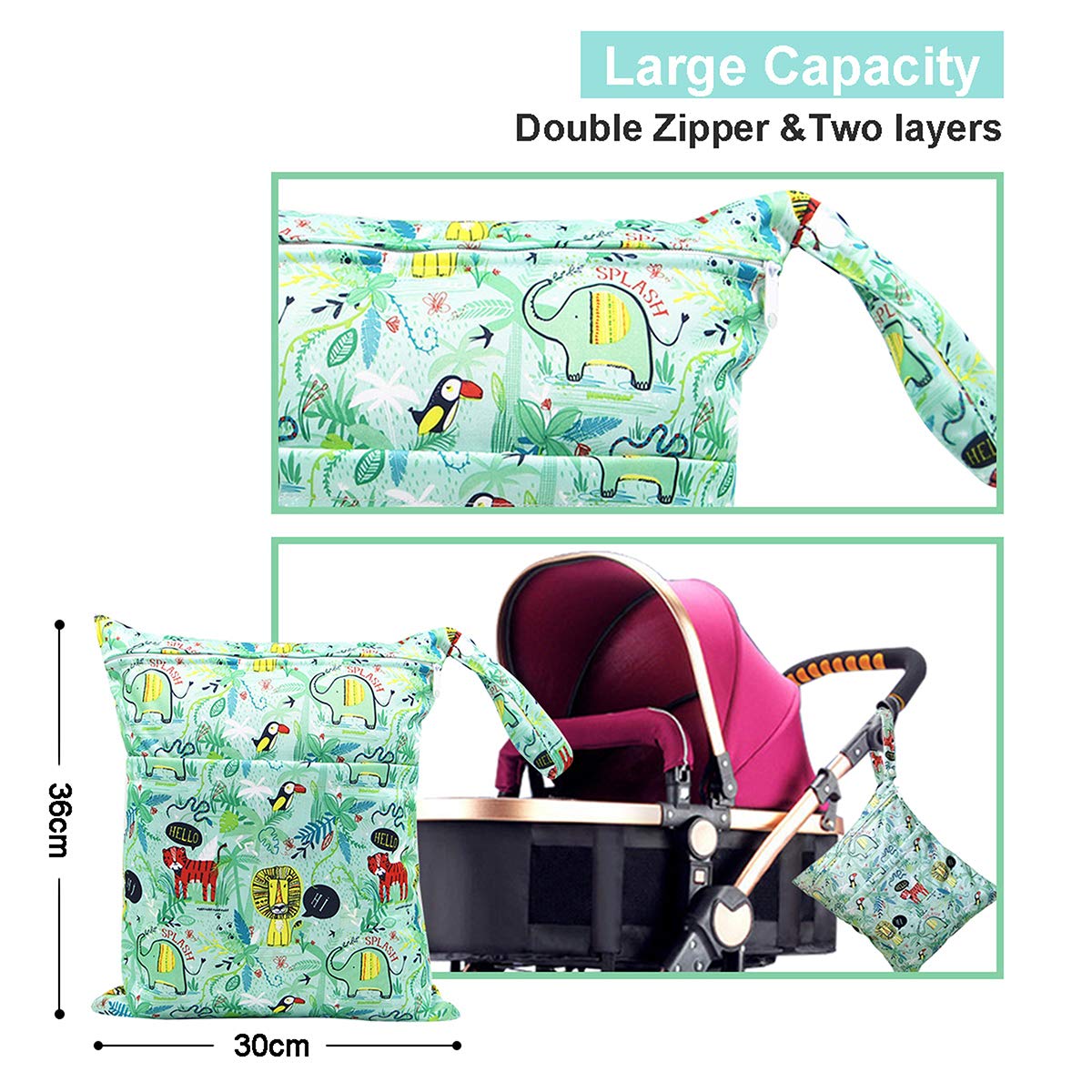 Sac humide, sac à couches 3 Pièces, Sac Organisateur Lavable