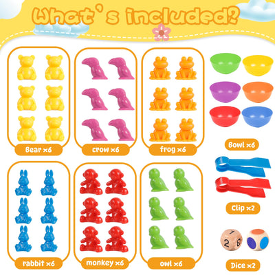 Toys Matching sorting cups and tweezers for children