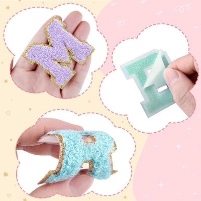 Selbstklebende Chenille-Buchstabenpatches zum Aufbügeln auf Kleidung, Stoff, Schuhe, Taschen