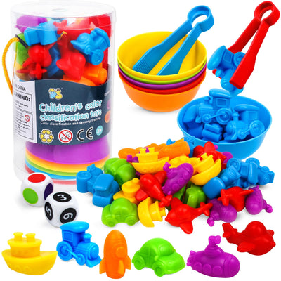 Toys Matching sorting cups and tweezers for children