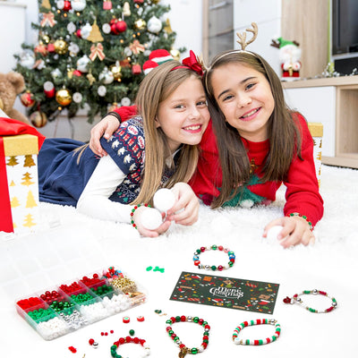 Make your own set of beads for stringing with Christmas tree pendants and clay beads