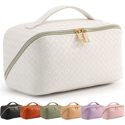 Sac cosmétique de voyage, trousse de beauté en cuir PU, grande trousse de maquillage