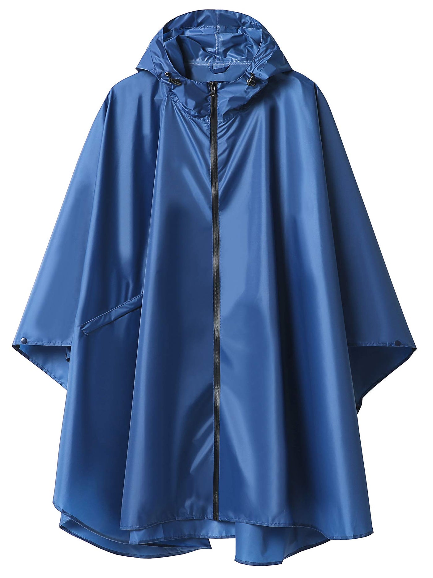 Rain cape with hood zipper, reusable raincoat, rain poncho bike hiking