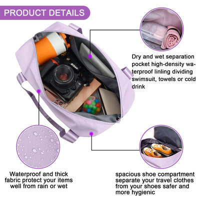 Sports bag Foldable travel bag with shoe compartment and wet compartment, water-repellent
