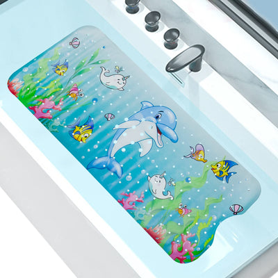 Tapis de bain pour enfants, tapis de bain extra long pour enfants, tapis de bain antidérapant pour enfants avec ventouses