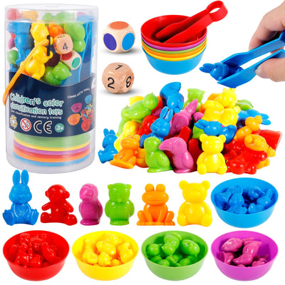 Toys Matching sorting cups and tweezers for children