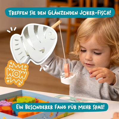 Angelspiel mit farblich passendem Puzzle Lernspiele für Kleinkinder Magnetisches Spielset aus Holz, motorisches Spielzeug