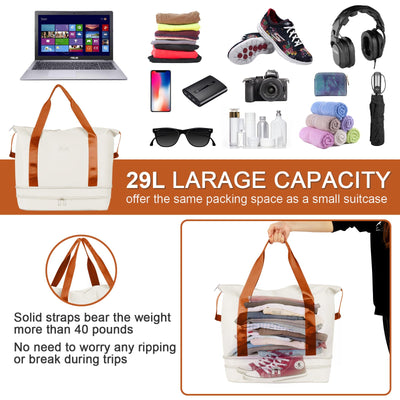 Sports bag Foldable travel bag with shoe compartment and wet compartment, water-repellent