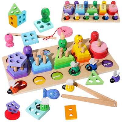 3-in-1 wooden toy, educational toy, peg puzzle, developmental toy