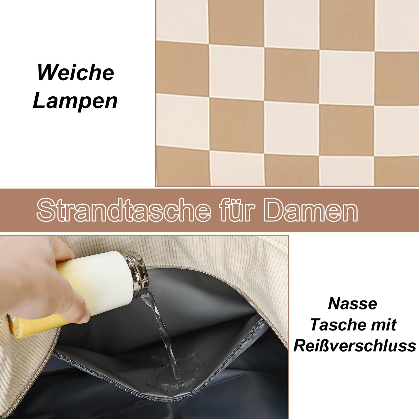 Grand sac de plage avec fermeture éclair