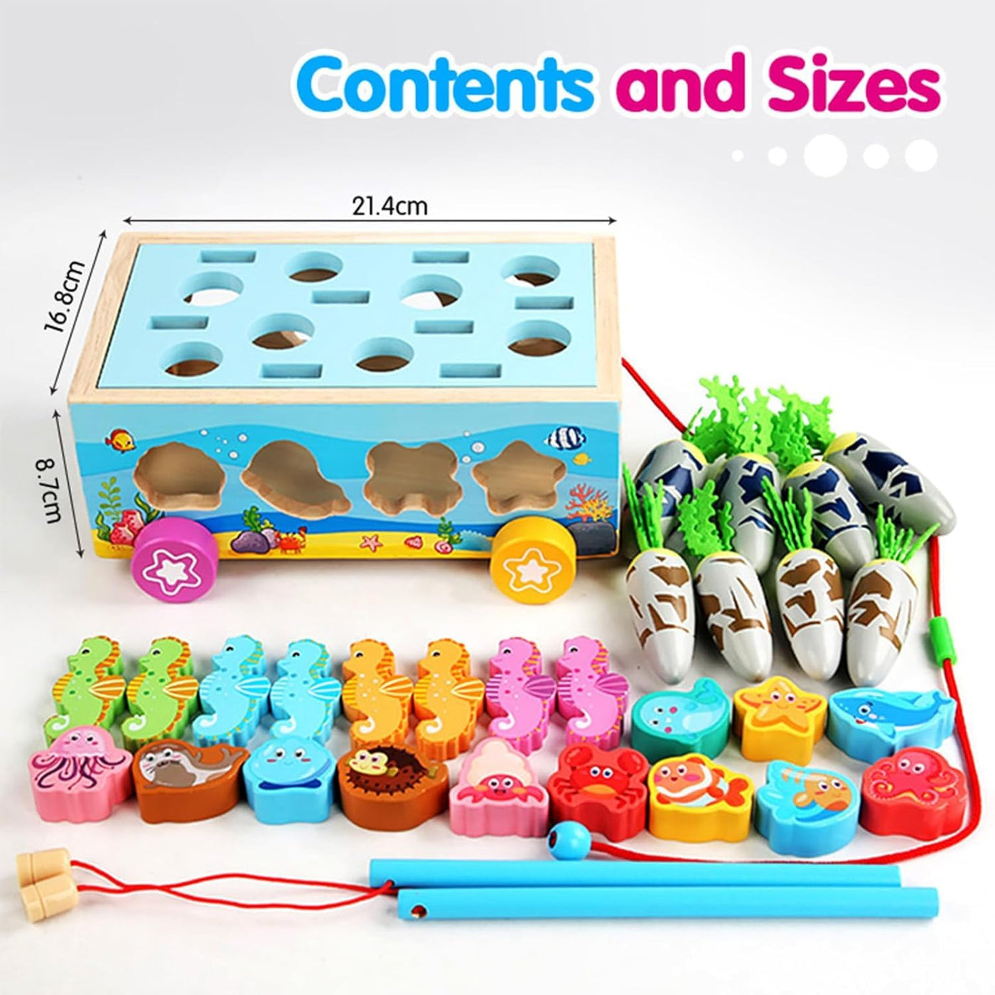 Children's pegging game Wooden toy Educational toy Motor skills toy Magnetic fishing game