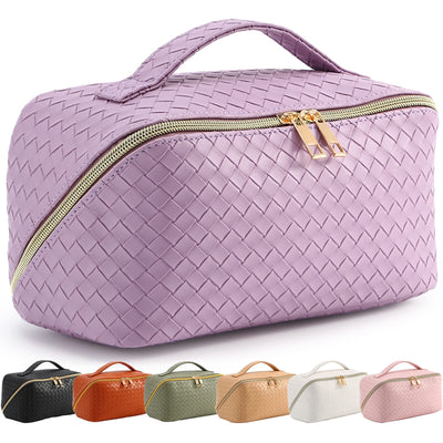 Sac cosmétique de voyage, trousse de beauté en cuir PU, grande trousse de maquillage