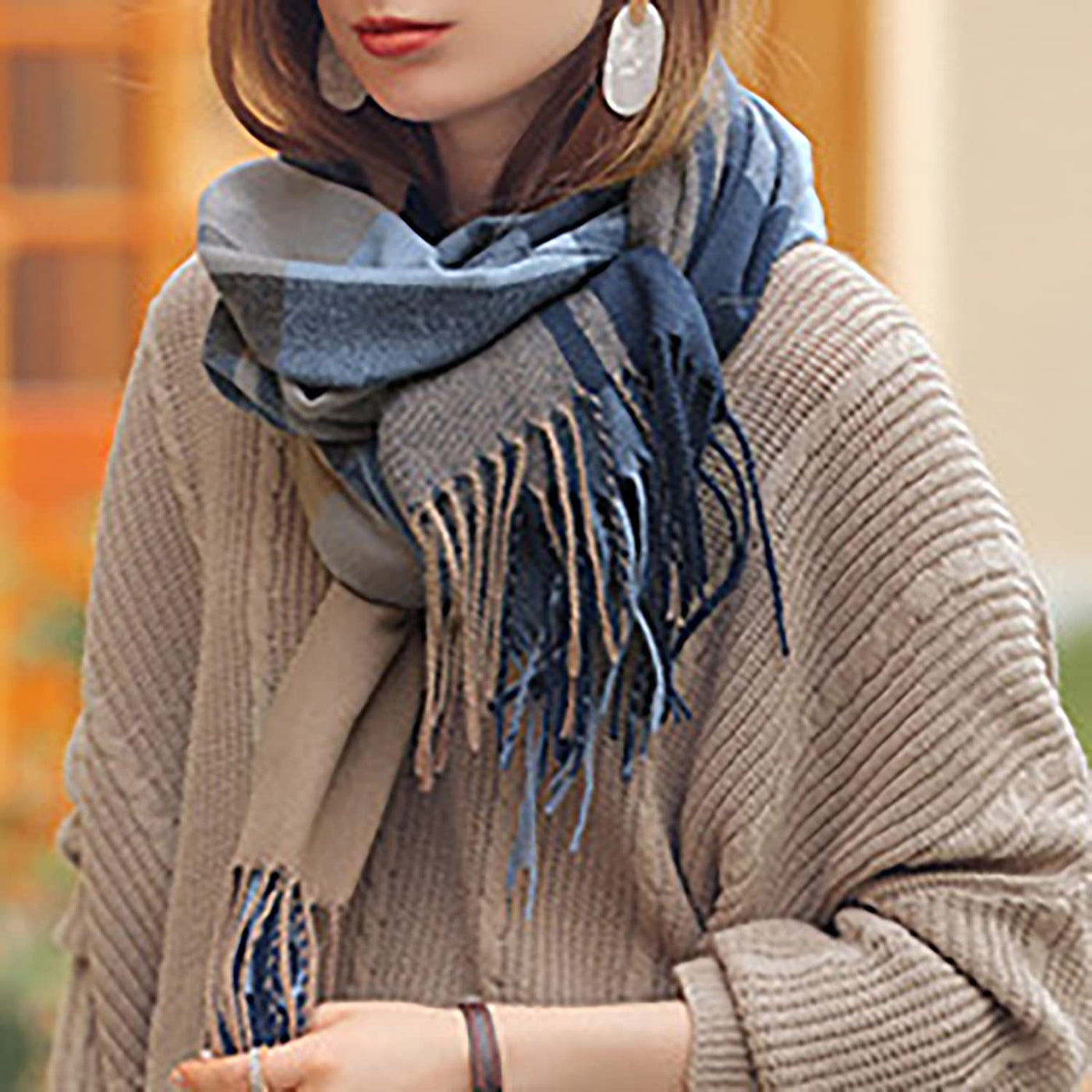 scarf thick knitted scarf plaid neckerchief scarf poncho