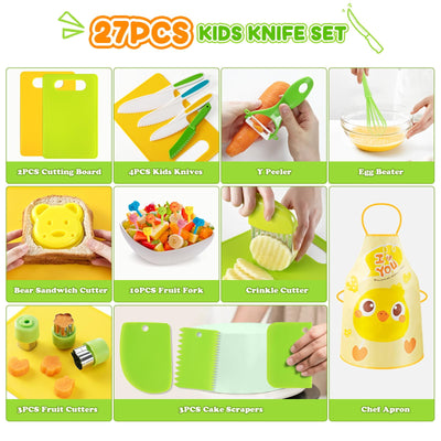 Children's knife 27-piece children's safety chef's knife kitchen knife set for cutting and cooking fruit or vegetables