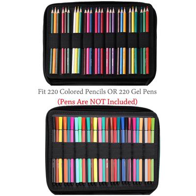 Pencil Case with 220 compartments, Portable Crayon Organizer, Waterproof Pencil Holder Case for Students, Children, Adults, Artists