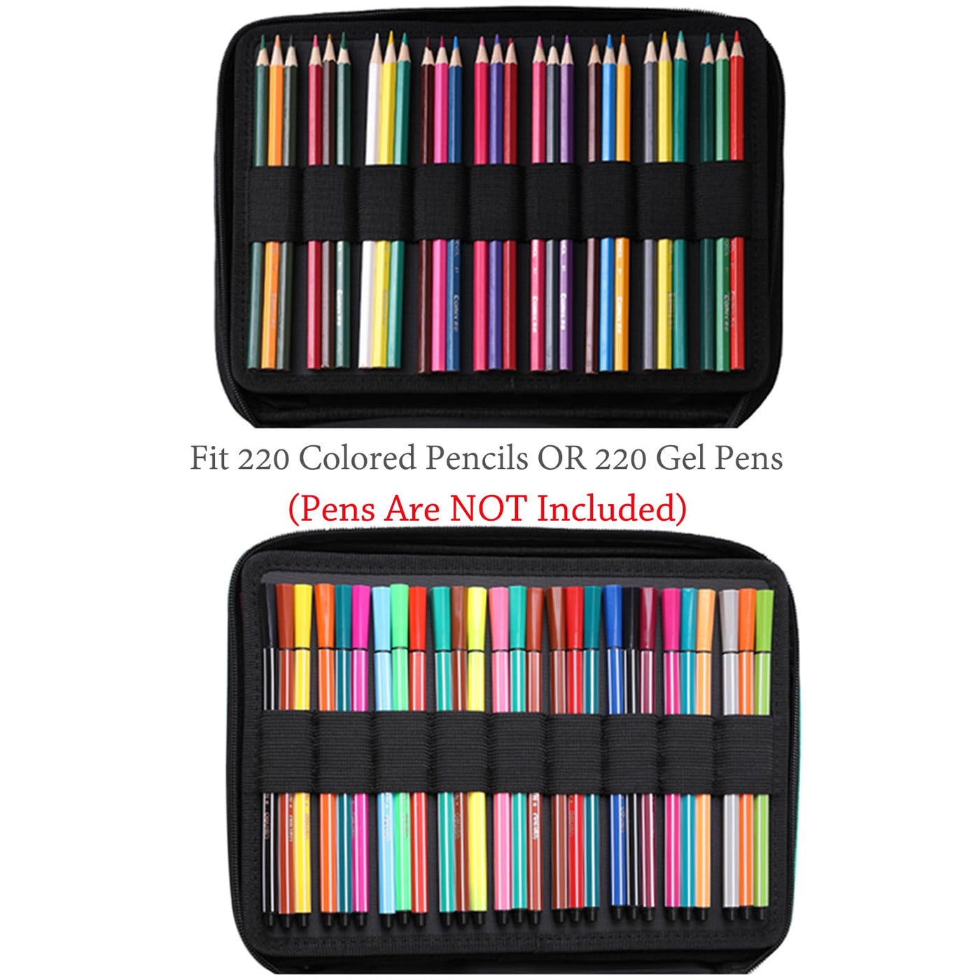 Pencil Case with 220 compartments, Portable Crayon Organizer, Waterproof Pencil Holder Case for Students, Children, Adults, Artists