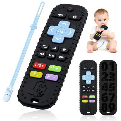 Dentition pour bébé avec télécommande, aide à la dentition en silicone sans BPA avec chaîne de tétine en silicone pour bébé