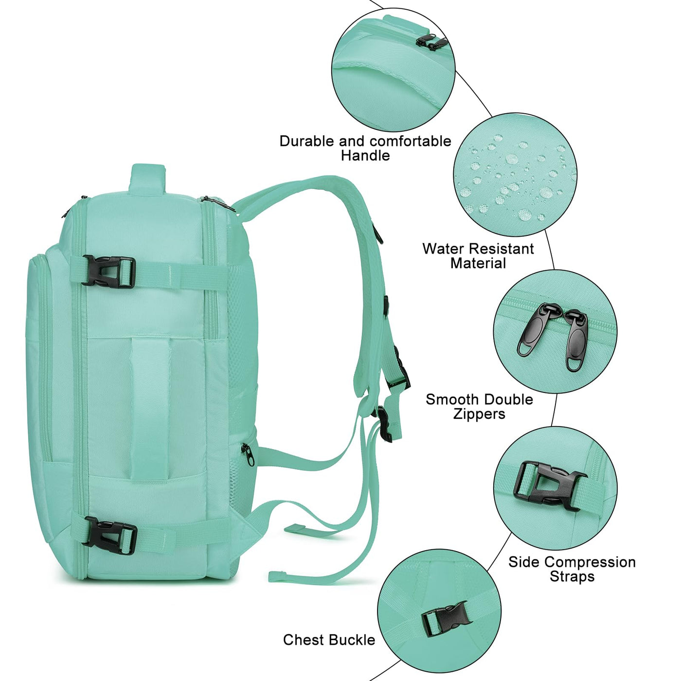 Hand luggage backpack with separate one-inch computer compartment