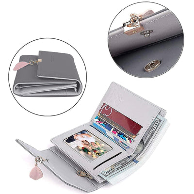 Portemonnaie aus glattem und weichem Kunstleder Geldbörse kleines Portemonnaie mit vielen Fächern