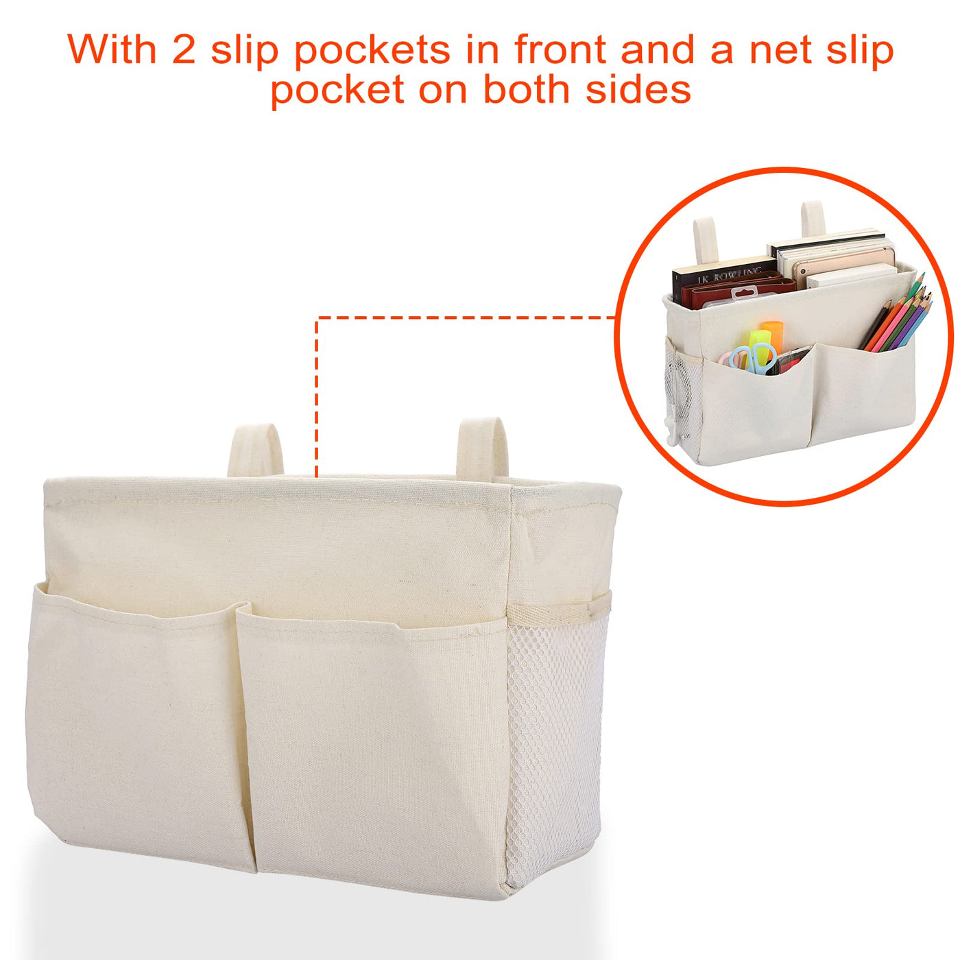 Bed organizer, caddy multipurpose hanging storage bag for home, office, school, dorm