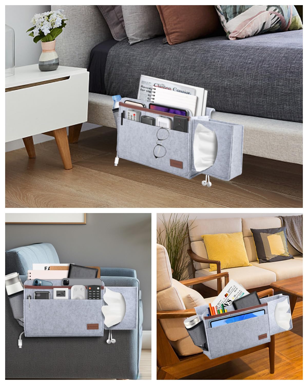 Bettbeutel Bett Organizer Hook-in, Bettbeutel Hook-in dicken Filz rutschfest mit Schnalle