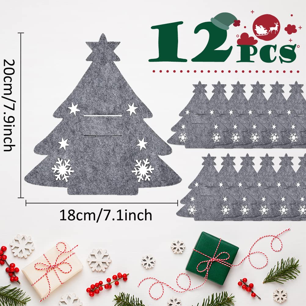 Cutlery holder Christmas felt, 12 pieces cutlery bag fir tree cutlery bag Christmas tree table decoration