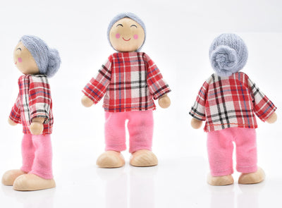 Maison de Poupée en Bois Poupées Famille Sertie de Figurines de Maison de Poupée pour Chat et Chien pour Faire Semblant d'Accessoires de Maison de Poupée Cadeau