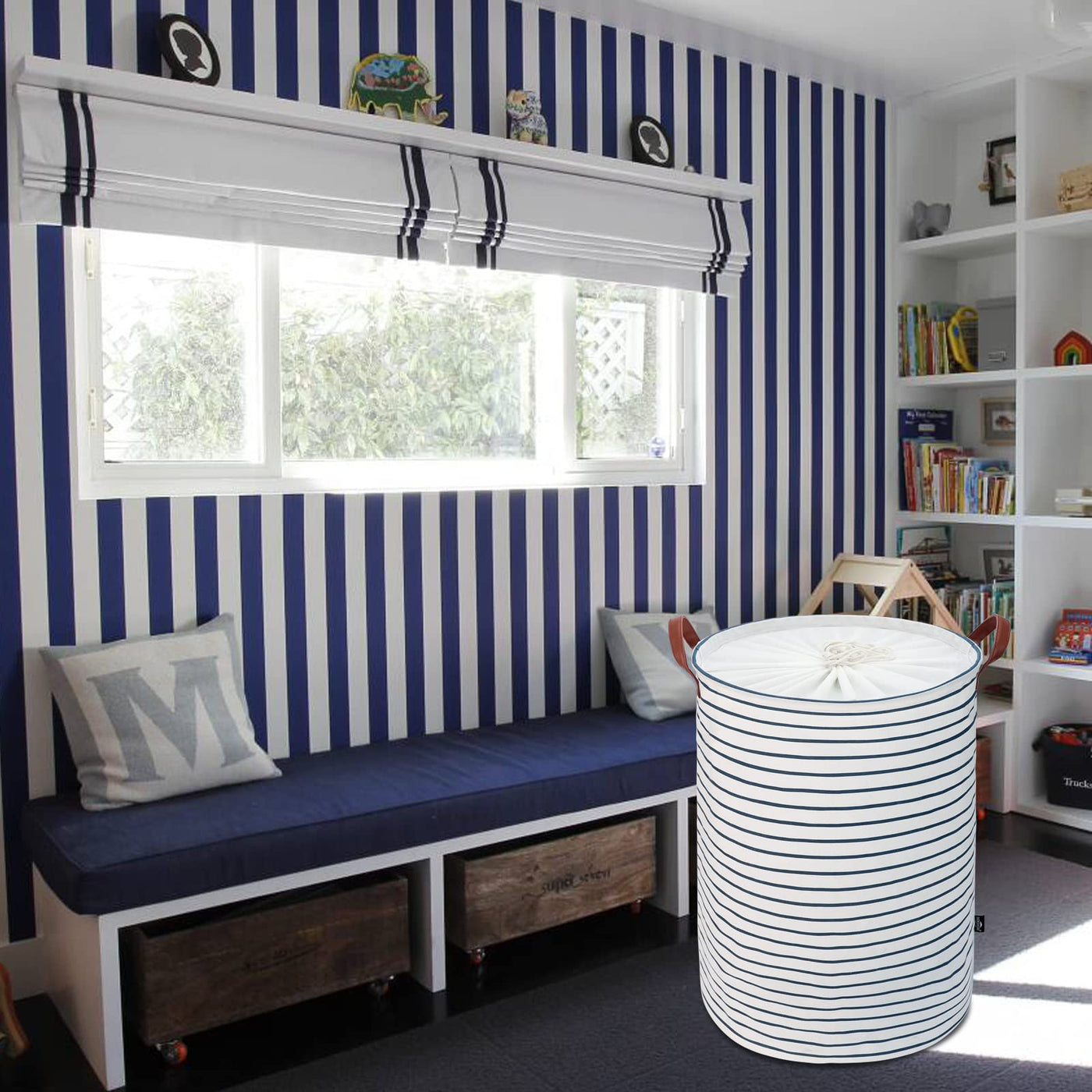 Foldable Round Storage Laundry Baskets, Cotton
