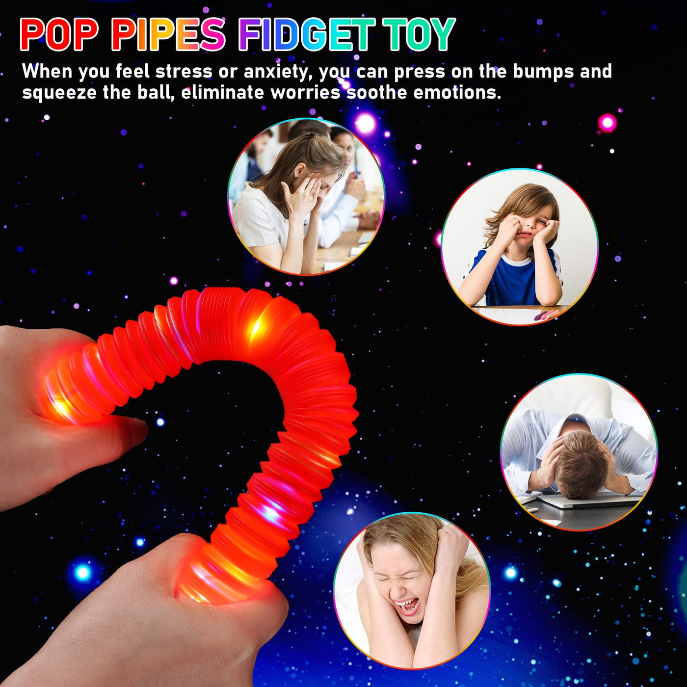 24 tubes pop lumineux Jouet sensoriel pour la motricité fine des enfants