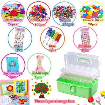 Craft set for children, 3000+Pcs craft set for children craft box craft material set, craft case include pompoms, pipe cleaners for children