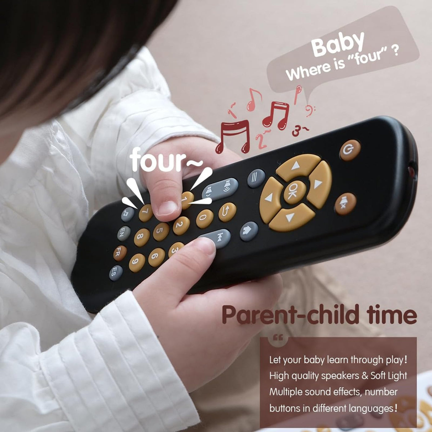 Jouet télécommandé pour bébé, jouets musicaux pour bébés avec anglais/français/espagnol, jouet éducatif avec chansons et sons