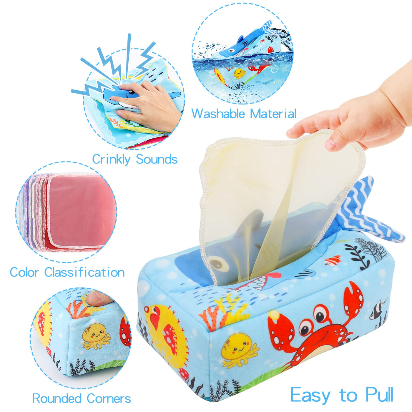 Tissue Box Baby Toys, Sensory Toys Baby Shark Tissue Box Toys