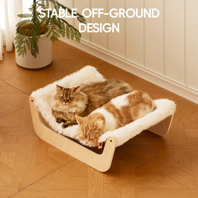 Lit pour Chat, Hamac Moelleux, Hamac pour Chat en bois, Adapté aux Chats, Chiens, Lapins, Chatons et Petits animaux