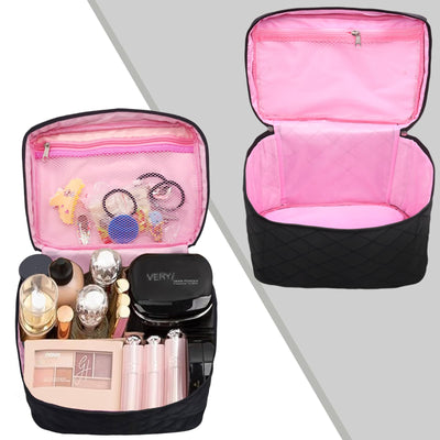 Large make-up bag, portable cosmetic bag with handle, zipper, waterproof