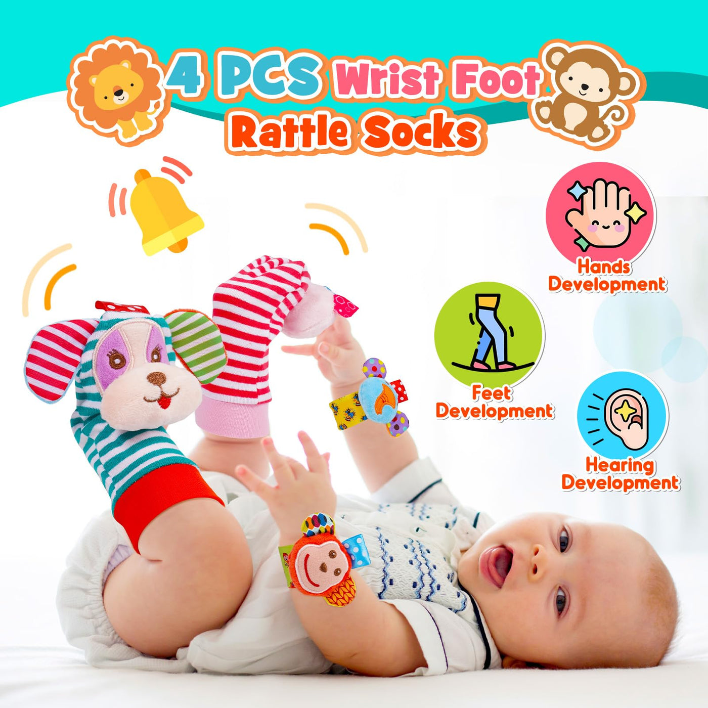 Jouets pour Bébés 14 Pièces Hochets Ensemble de Dentition Jouets pour Bébés