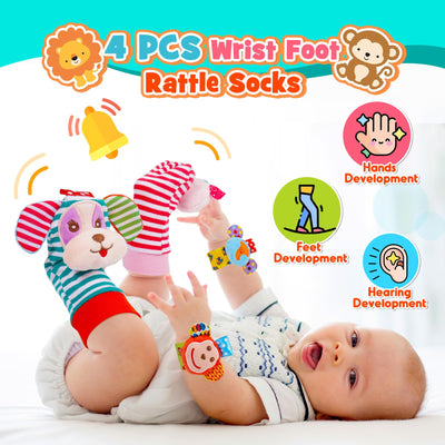 Jouets pour Bébés 14 Pièces Hochets Ensemble de Dentition Jouets pour Bébés