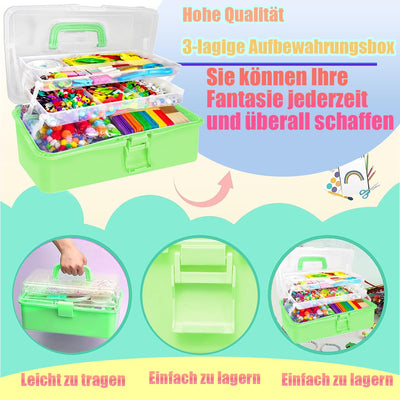 Craft set for children, 3000+Pcs craft set for children craft box craft material set, craft case include pompoms, pipe cleaners for children