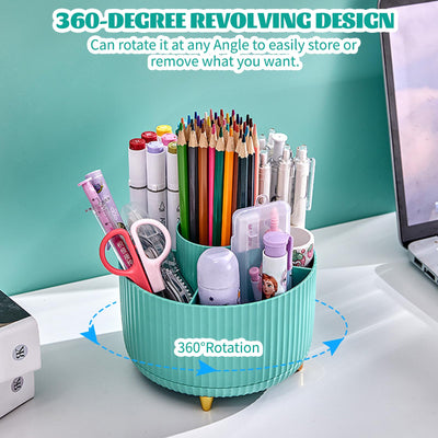 360° Make up Organizer, Brush Holder Cosmetic Storage with 5 compartments