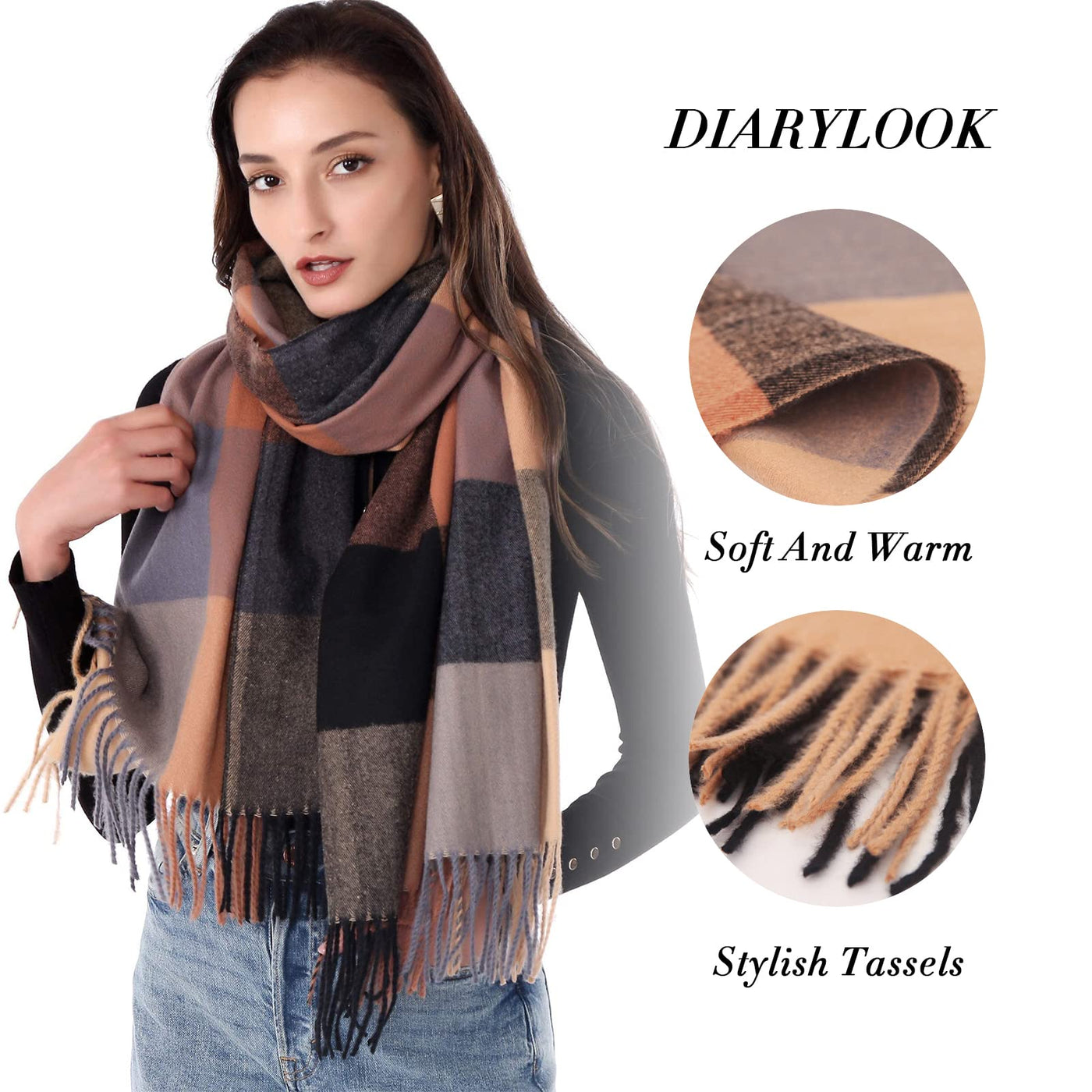 Plaid Warm blanket scarf for winter