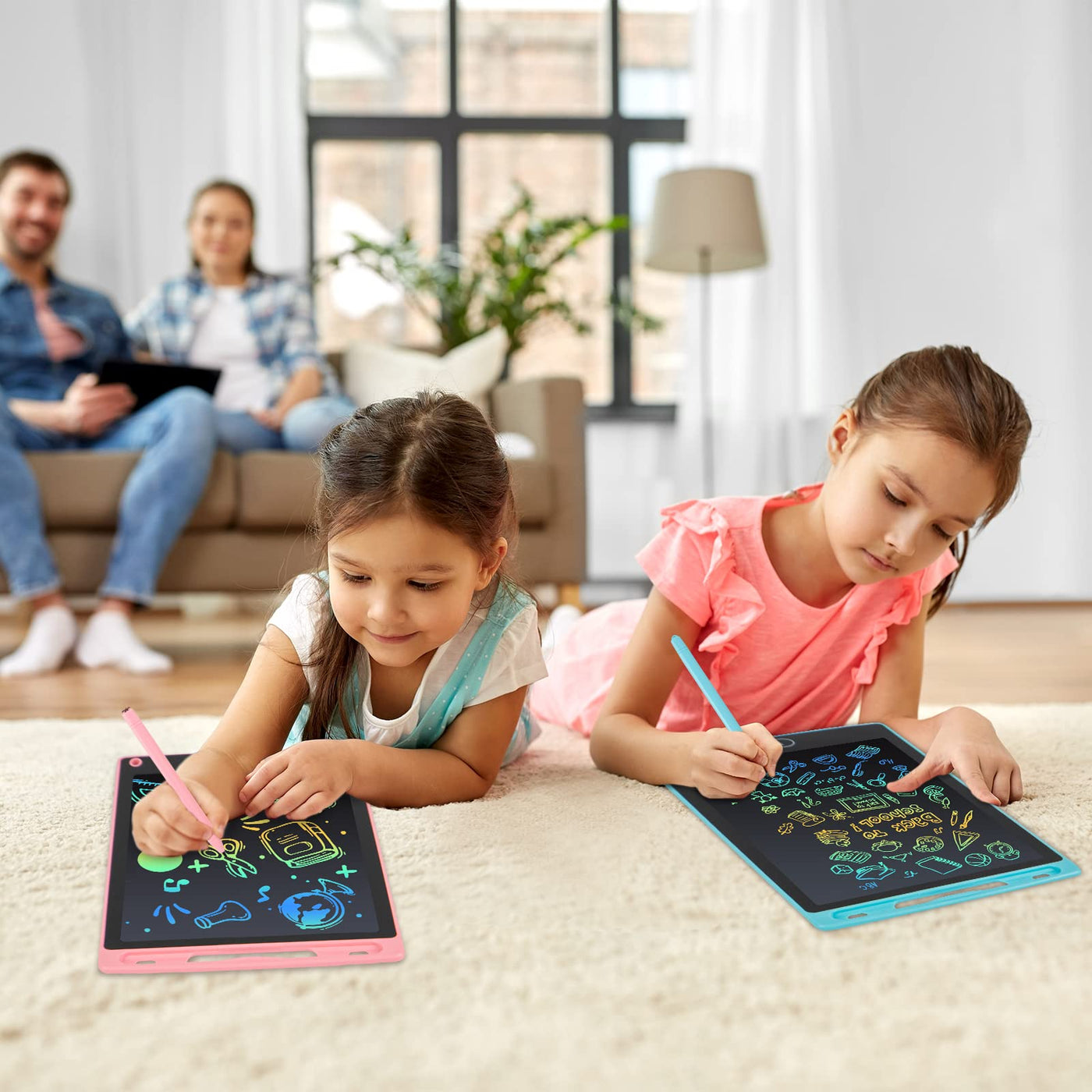 2 Stück LCD Zeichentafel Bildschirm Umweltfreundlich Hell Bunt Schreibblock Lernspielzeug Geschenk